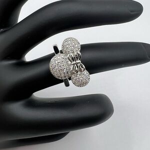 Rhinestone Minnie Mouse Ears with Bow Ring